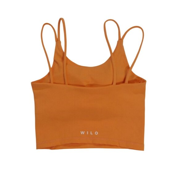Wilo Womens Orange Ribbed Crop Tank Top Double Strap Stretch Size S NWOT. - Picture 2 of 7
